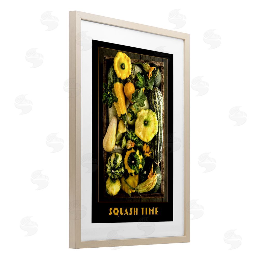 Carl Kravats Squash Time Vibrant Vegetables Brown Framed Print Under Glass with White Mat Wall Art
