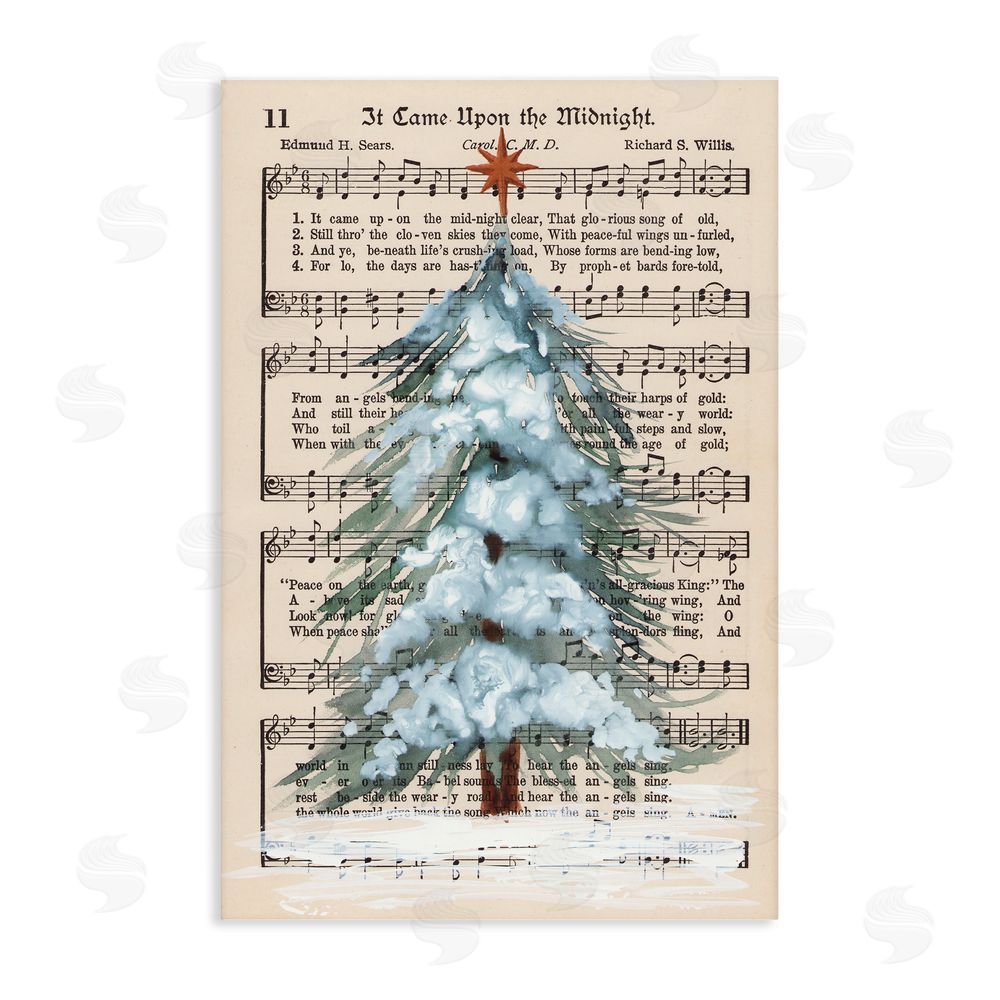 Cady Driver Christmas Tree & Sheet Music Stretched Canvas Wall Art Print