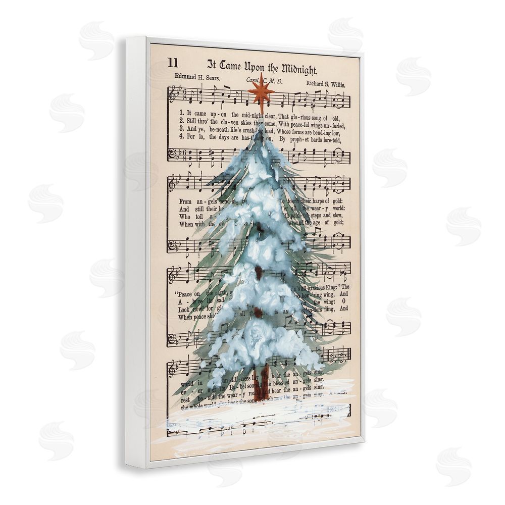 Cady Driver Christmas Tree & Sheet Music White Framed Giclee Wall Art Print