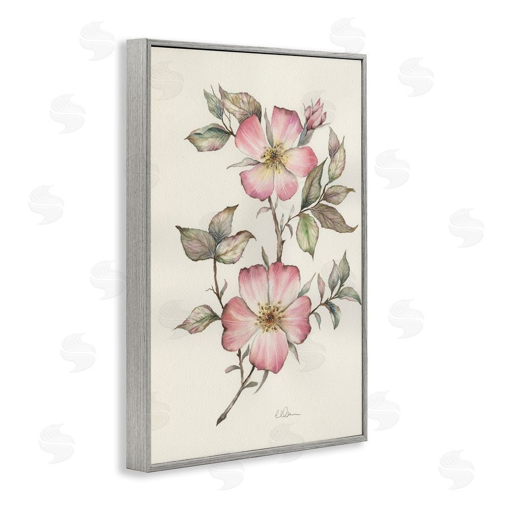 Cady Driver Two Flowers Natural Study Gray Framed Giclee Wall Art Print