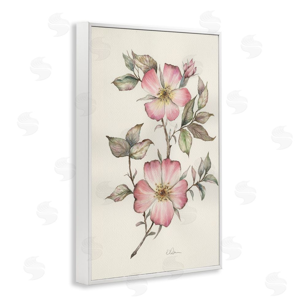 Cady Driver Two Flowers Natural Study White Framed Giclee Wall Art Print