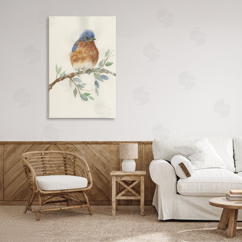 Cady Driver Songbird Perched on Branch Stretched Canvas on Wall