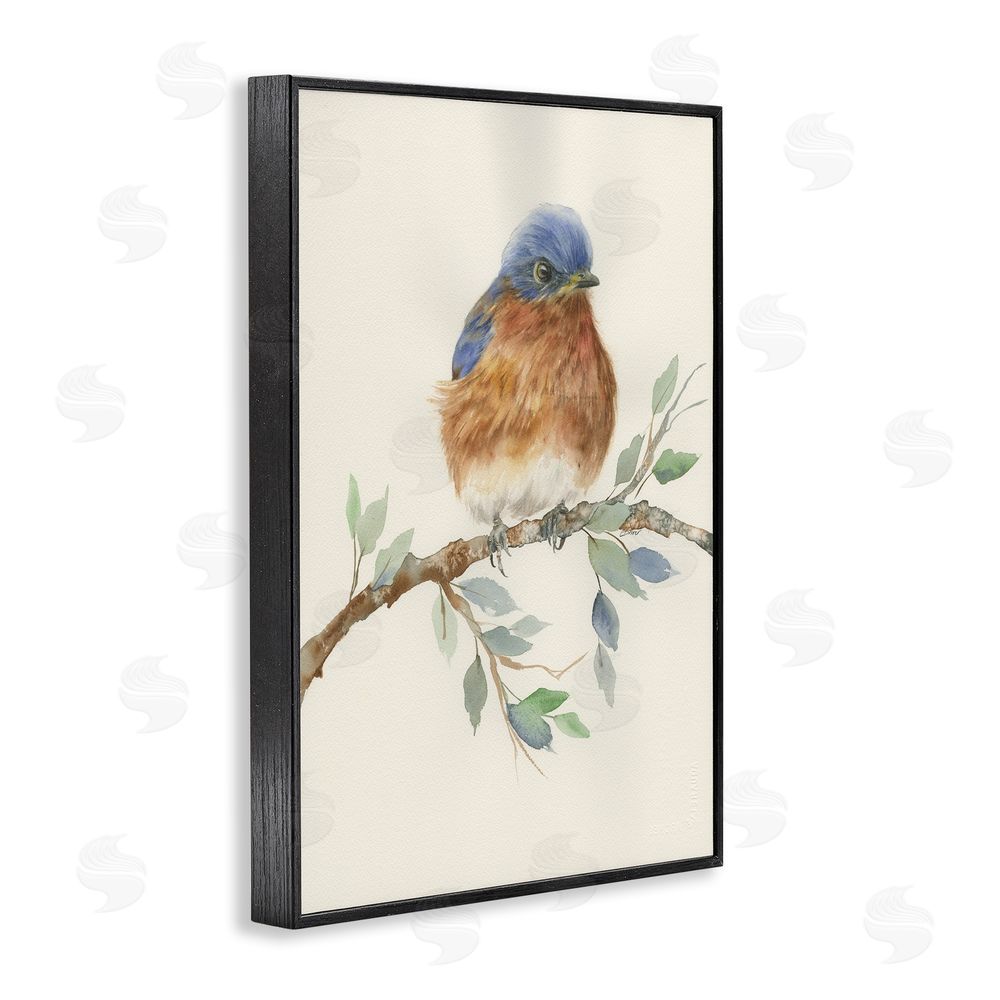 Cady Driver Songbird Perched on Branch Black Framed Giclee Wall Art Print
