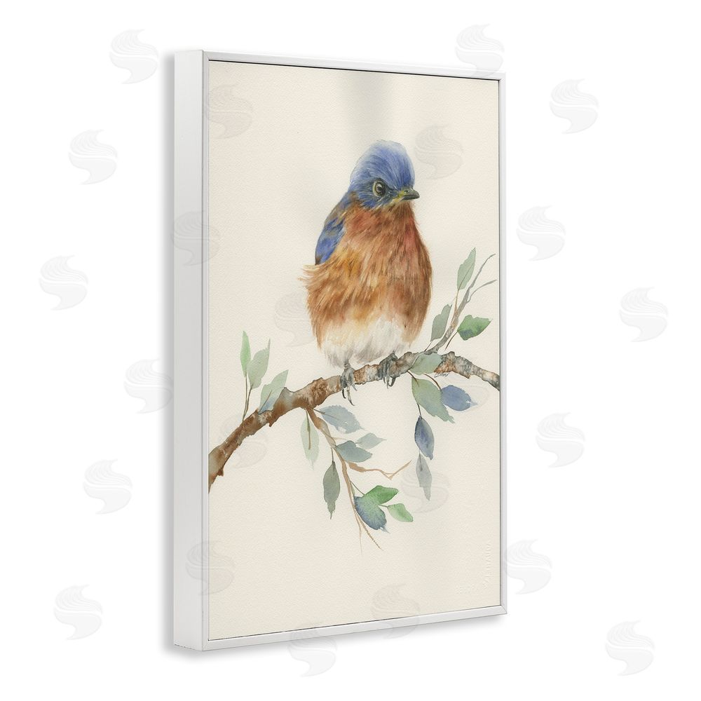Cady Driver Songbird Perched on Branch White Framed Giclee Wall Art Print
