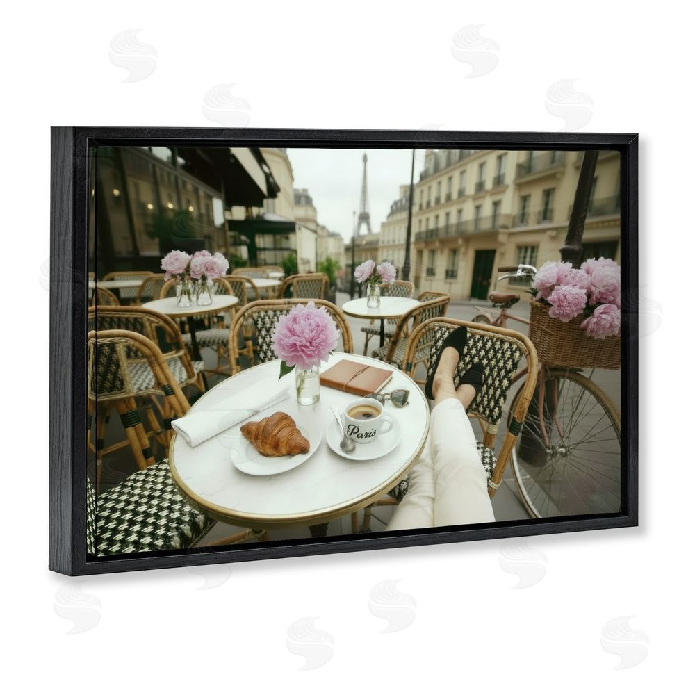 A Barefoot Stylist Brunch On Paris Time Black Floating Frame Canvas Wall Art Print