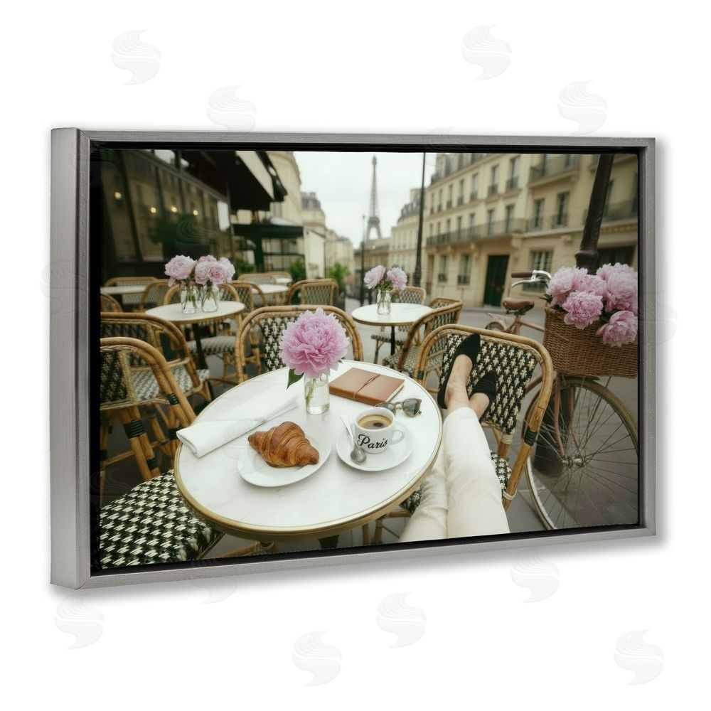 A Barefoot Stylist Brunch On Paris Time Gray Floating Frame Canvas Wall Art Print