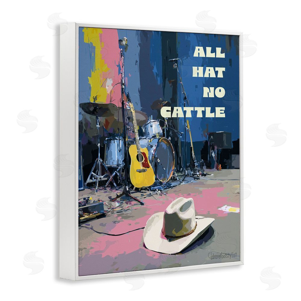 A Barefoot Stylist All Hat No Cattle Musician White Framed Giclee Wall Art Print