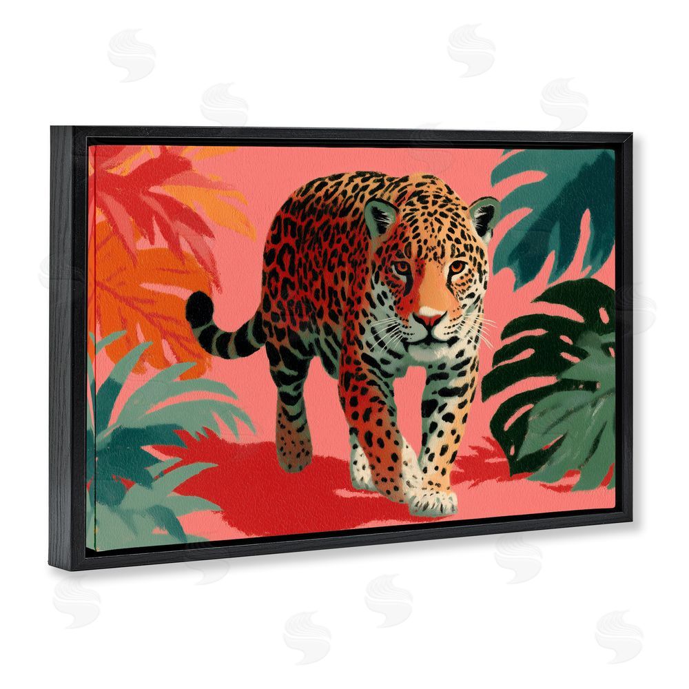 A Barefoot Stylist Big Cat & Color Black Floating Frame Canvas Wall Art Print