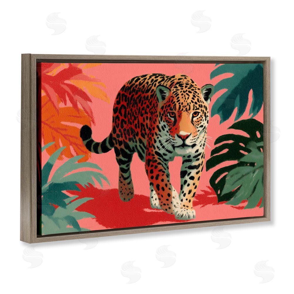 A Barefoot Stylist Big Cat & Color Brown Floating Frame Canvas Wall Art Print