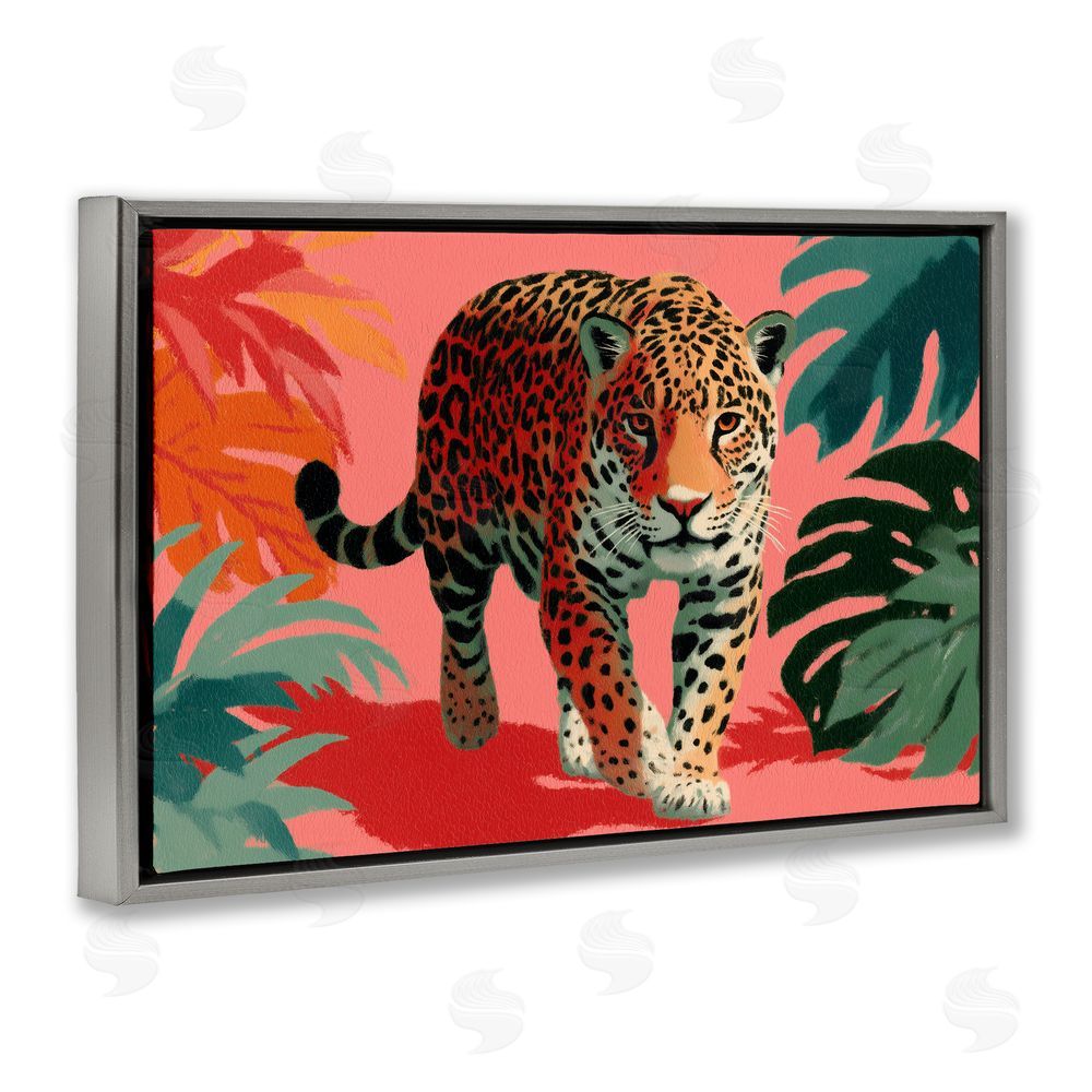 A Barefoot Stylist Big Cat & Color Gray Floating Frame Canvas Wall Art Print