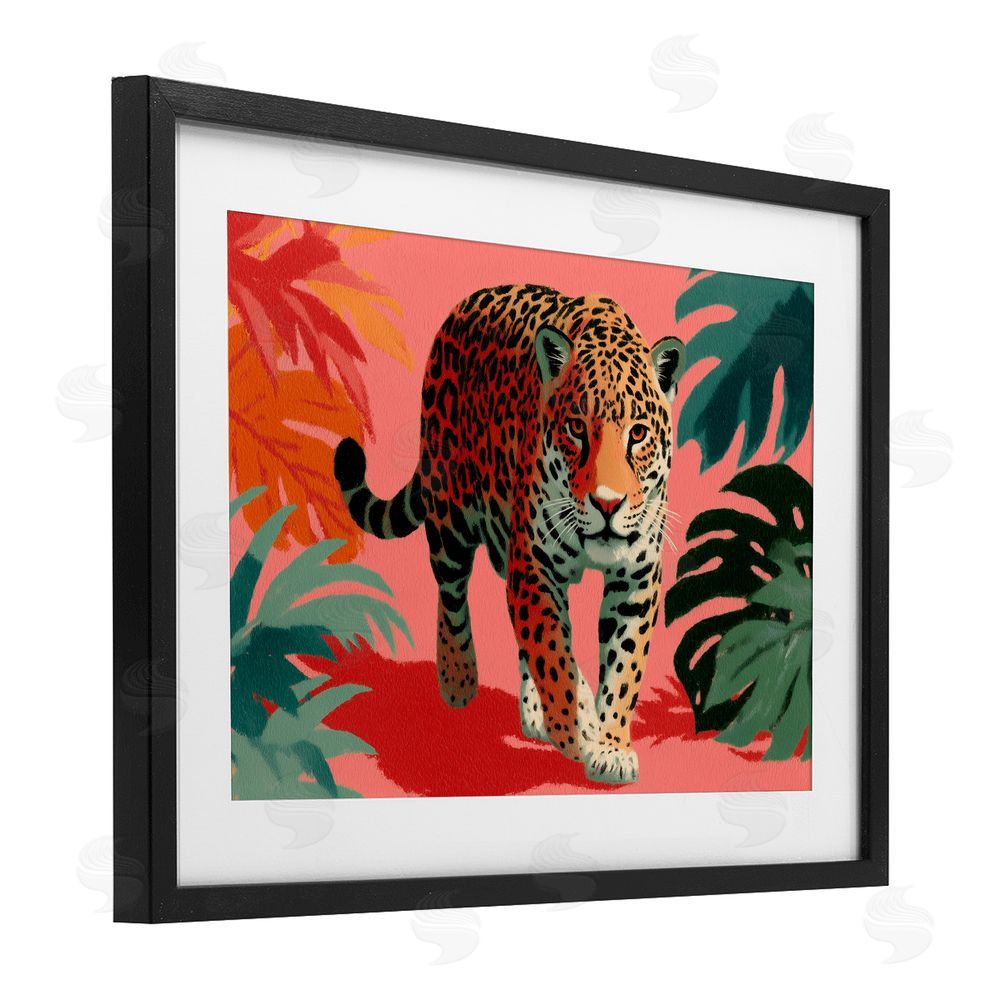 A Barefoot Stylist Big Cat & Color Black Framed Print Under Glass Wall Art