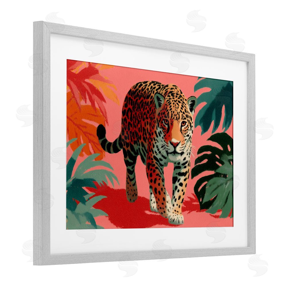 A Barefoot Stylist Big Cat & Color Gray Framed Print Under Glass Wall Art
