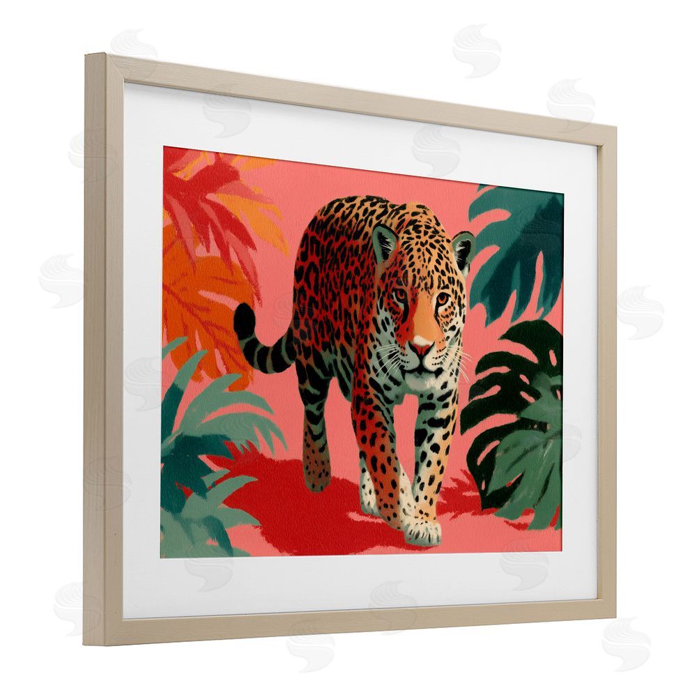 A Barefoot Stylist Big Cat & Color Brown Framed Print Under Glass Wall Art