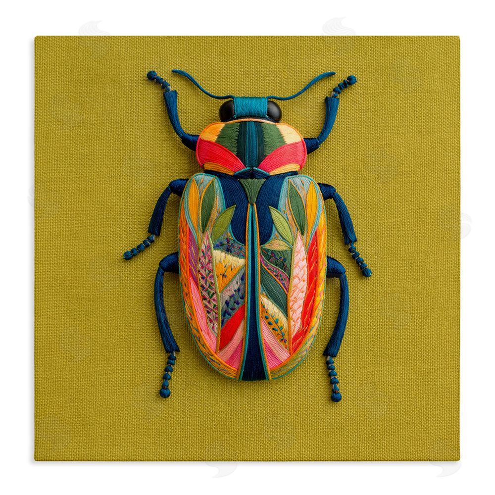 A Barefoot Stylist Beautiful Leaf Patterned Bug Wings Stretched Canvas Wall Art Print