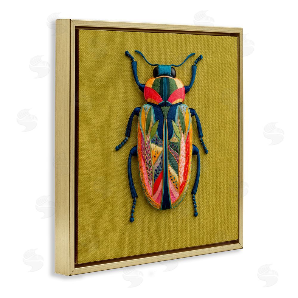 A Barefoot Stylist Beautiful Leaf Patterned Bug Wings Gold Floating Frame Canvas Wall Art Print