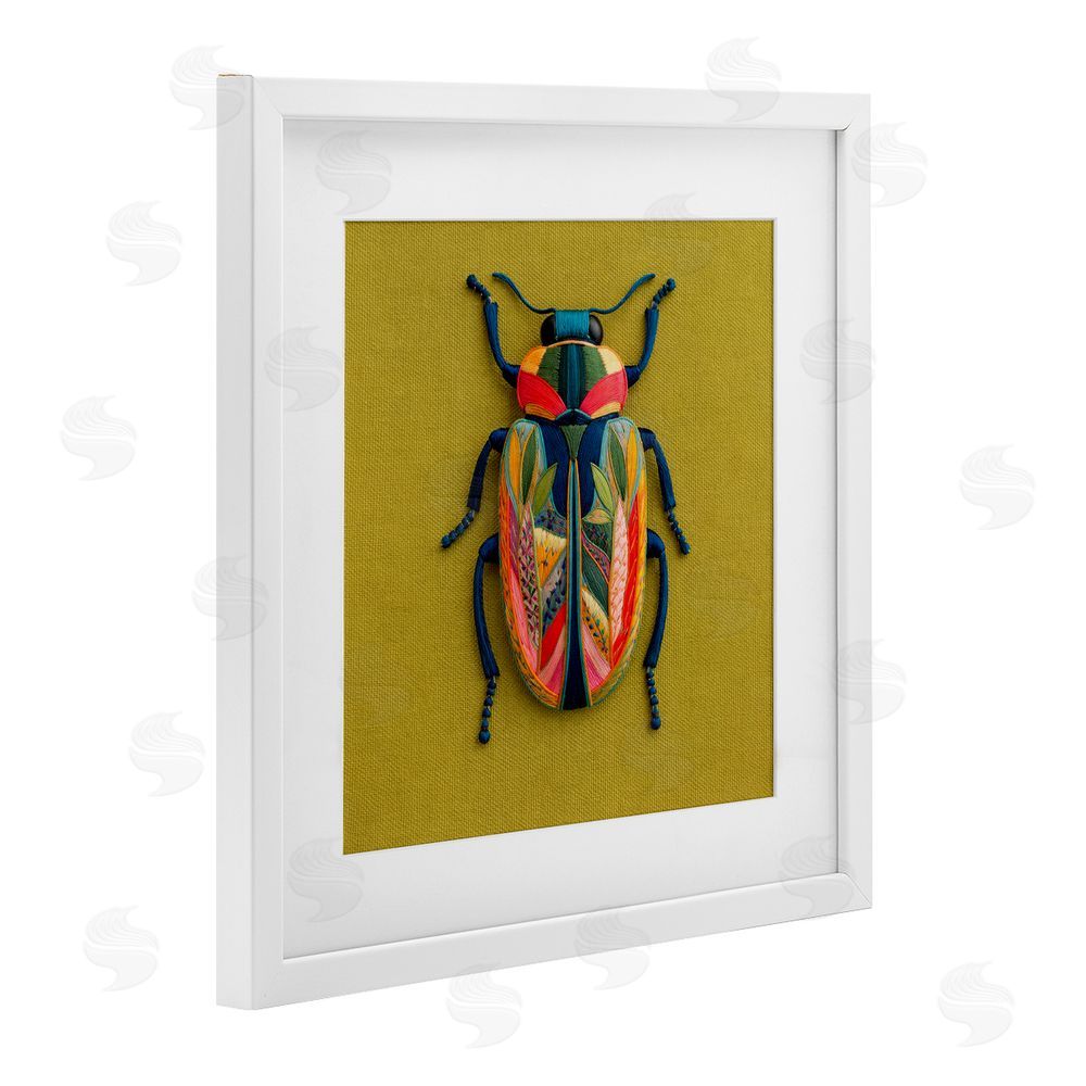 A Barefoot Stylist Beautiful Leaf Patterned Bug Wings White Framed Print Under Glass Wall Art