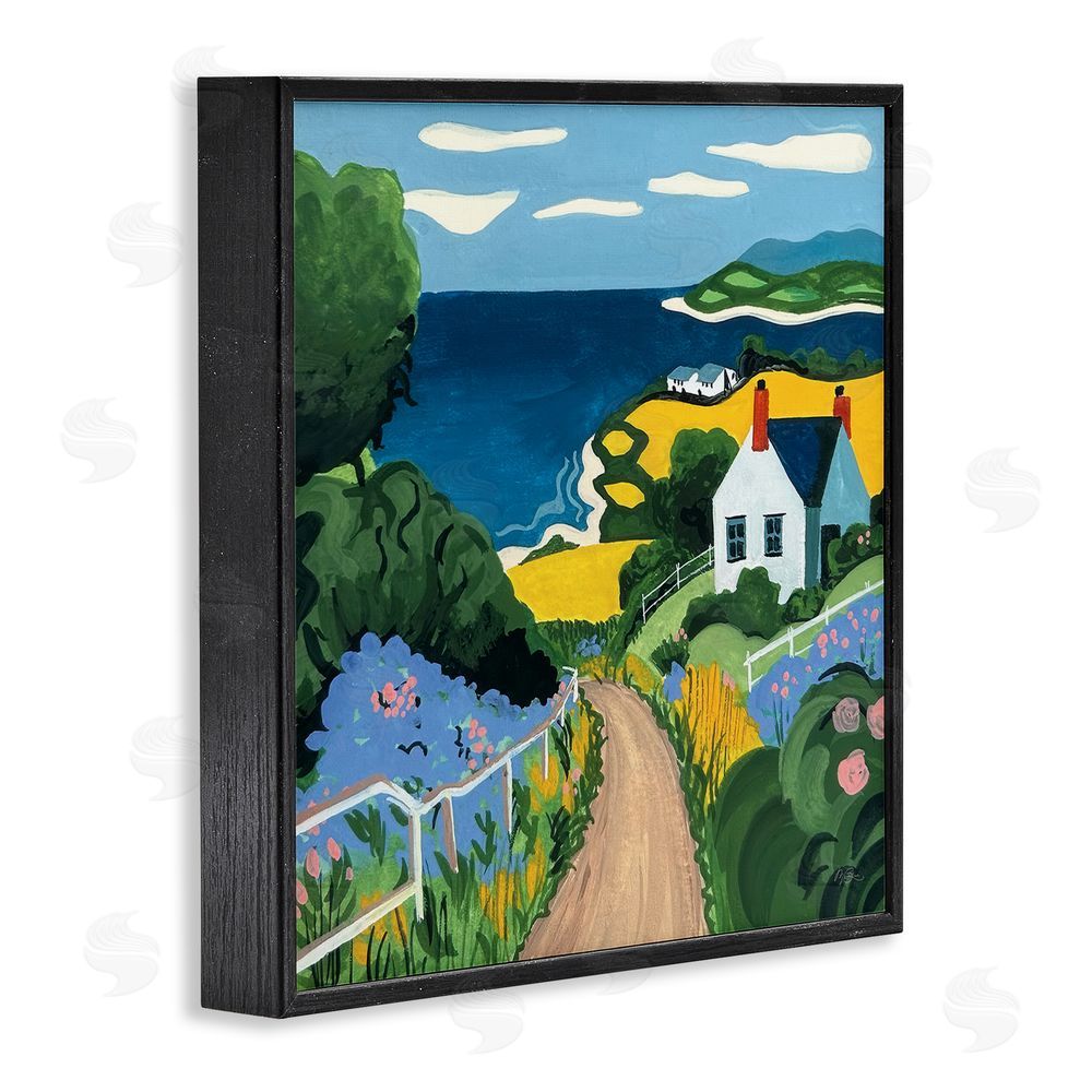 Morgan Birch Coastal Fields Over Seaside Black Framed Giclee Wall Art Print
