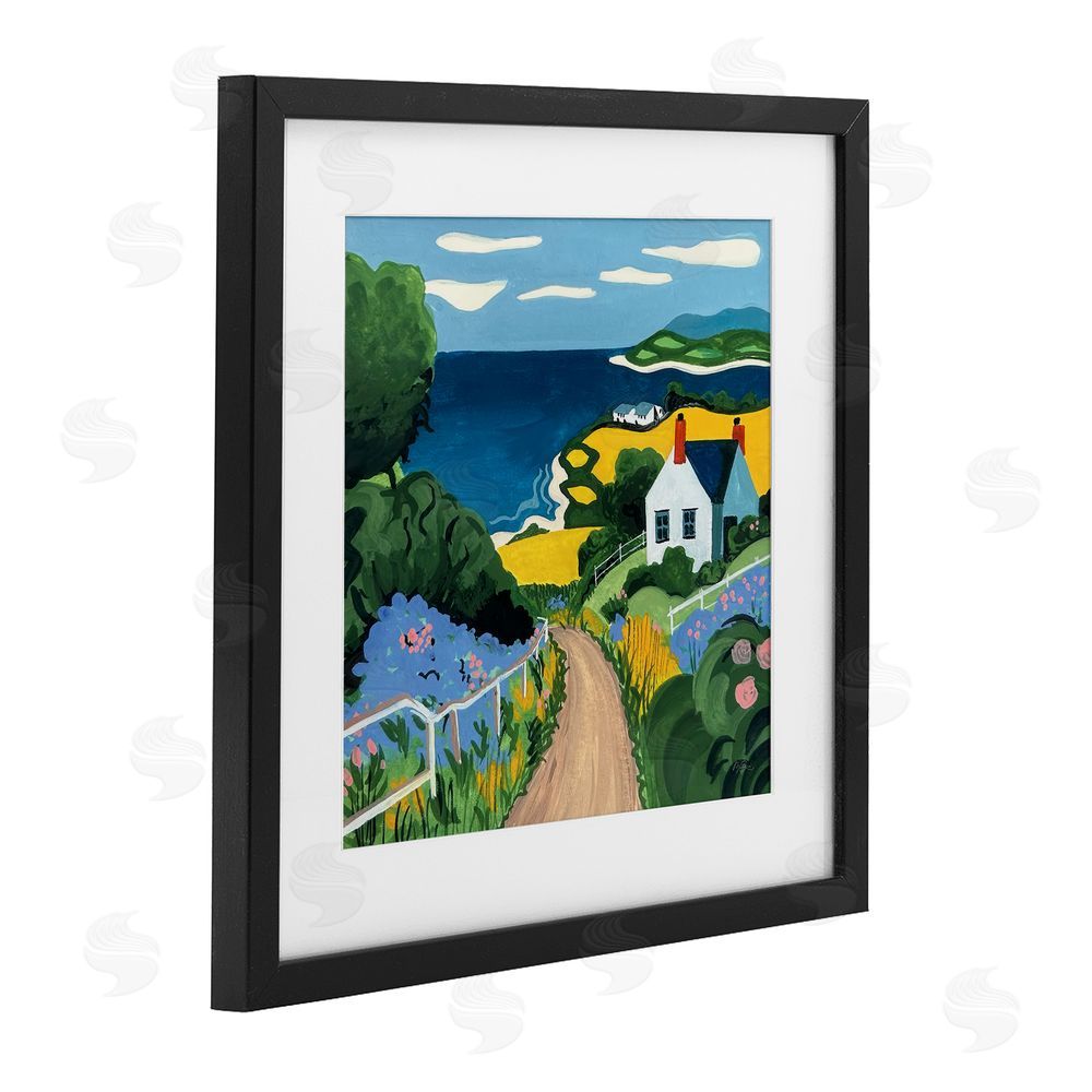 Morgan Birch Coastal Fields Over Seaside Black Framed Print Under Glass Wall Art