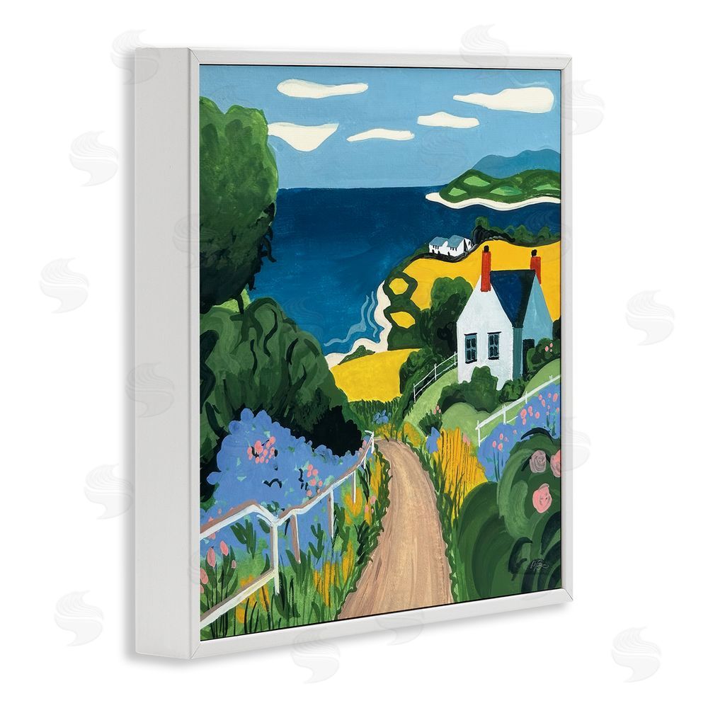 Morgan Birch Coastal Fields Over Seaside White Framed Giclee Wall Art Print