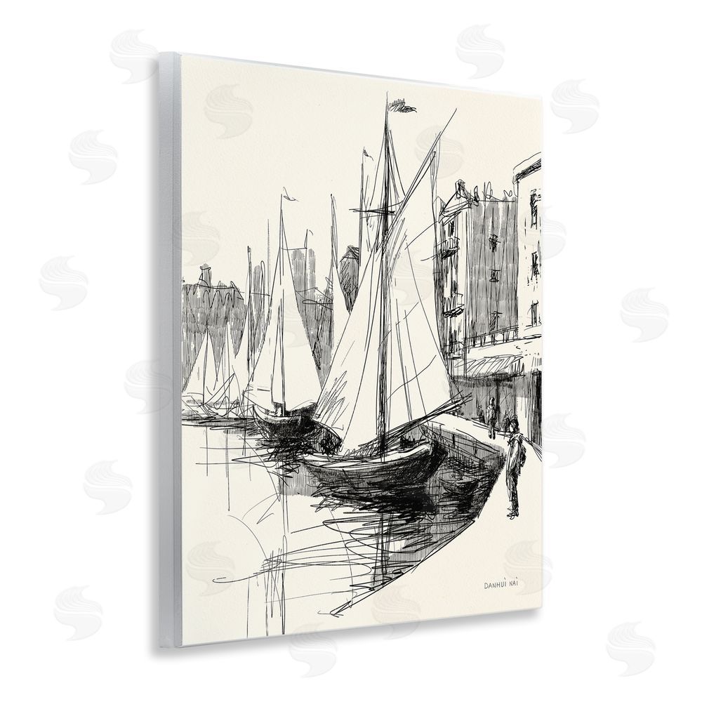 Danhui Nai Coastal Sketch Drawing Wooden Wall Plaque Art Print