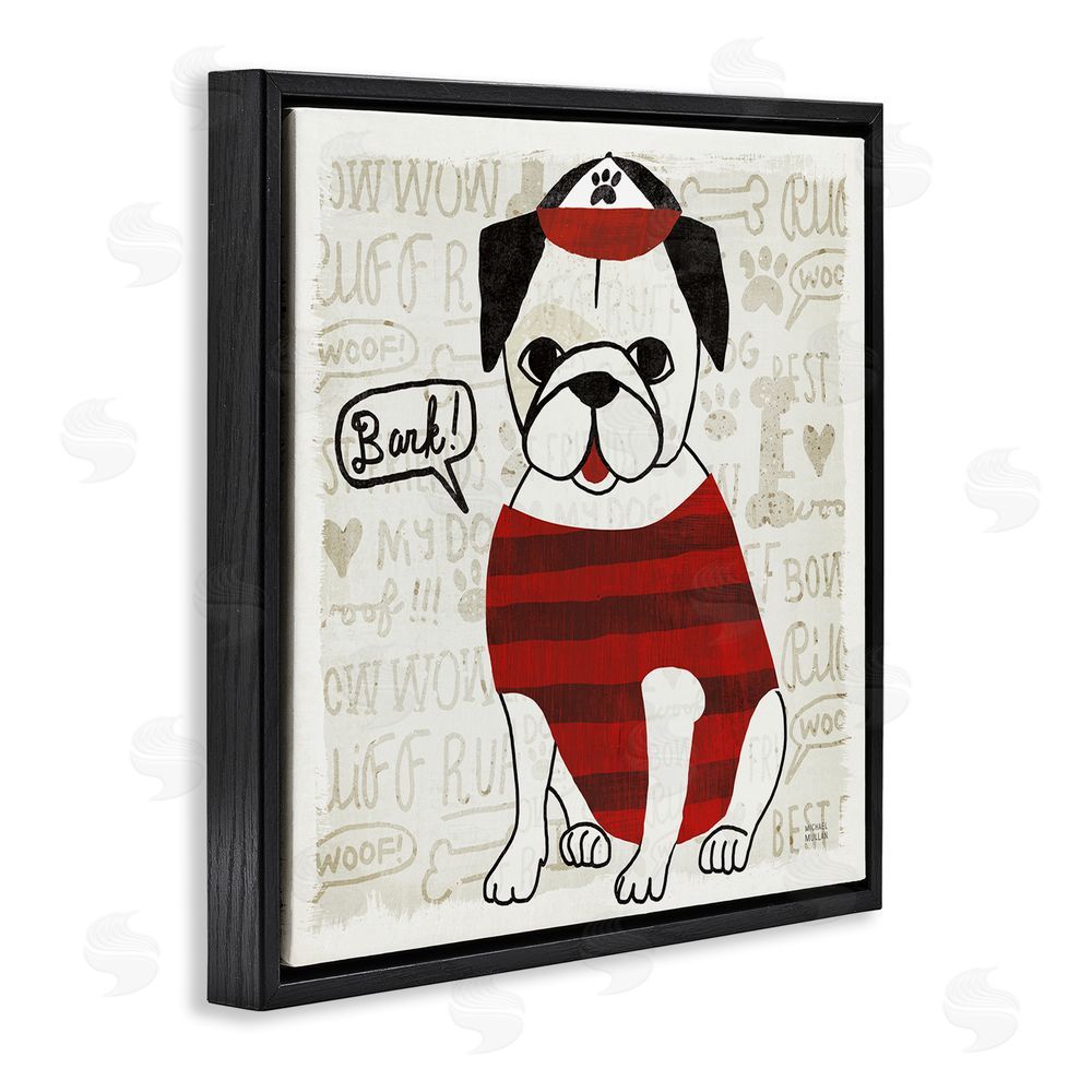 Michael Mullan Bark Puppy Love with Cap Black Floating Frame Canvas Wall Art Print
