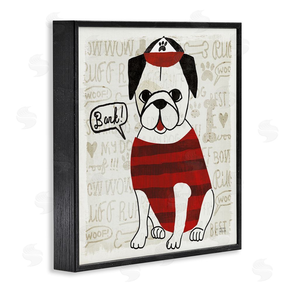 Michael Mullan Bark Puppy Love with Cap Black Framed Giclee Wall Art Print