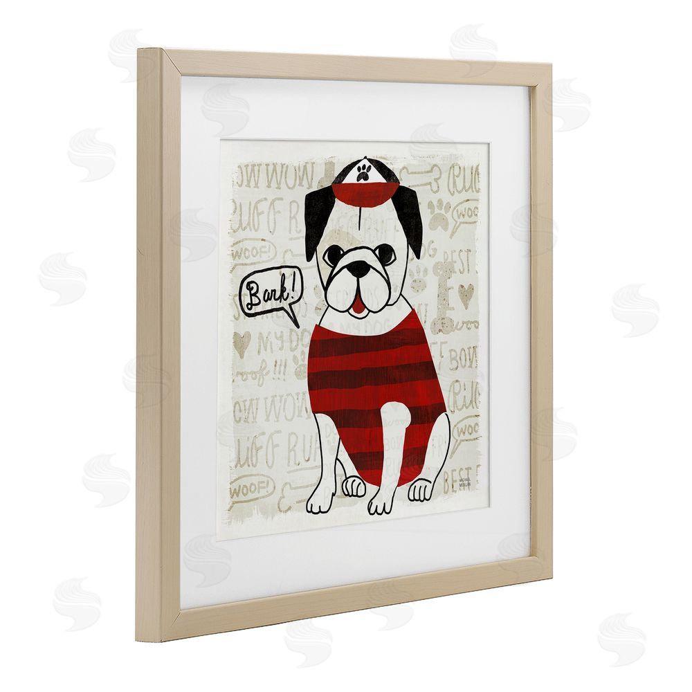 Michael Mullan Bark Puppy Love with Cap Brown Framed Print Under Glass Wall Art