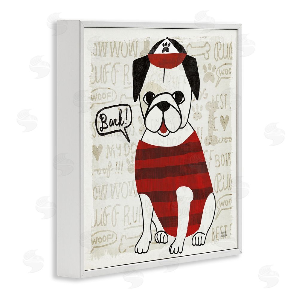 Michael Mullan Bark Puppy Love with Cap White Framed Giclee Wall Art Print