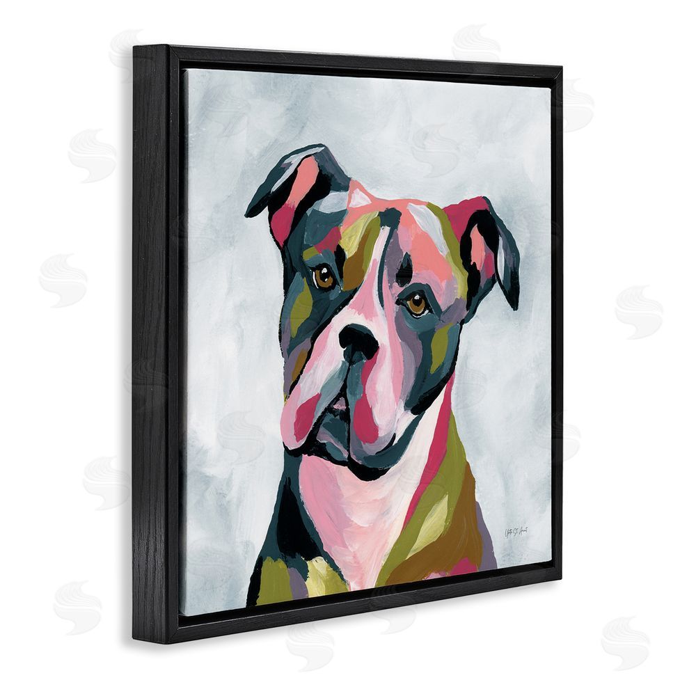 Yvette St. Amant Abstract Pitbull Portrait Black Floating Frame Canvas Wall Art Print