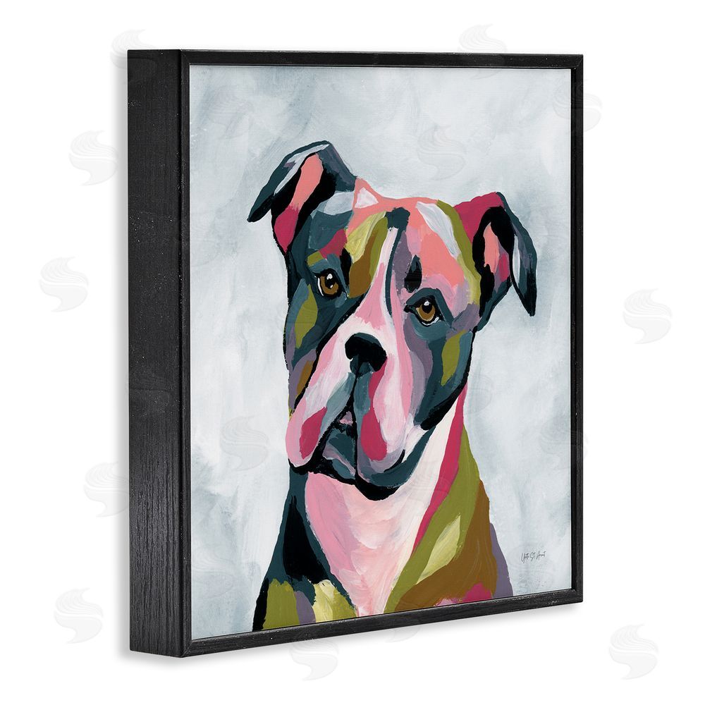 Yvette St. Amant Abstract Pitbull Portrait Black Framed Giclee Wall Art Print