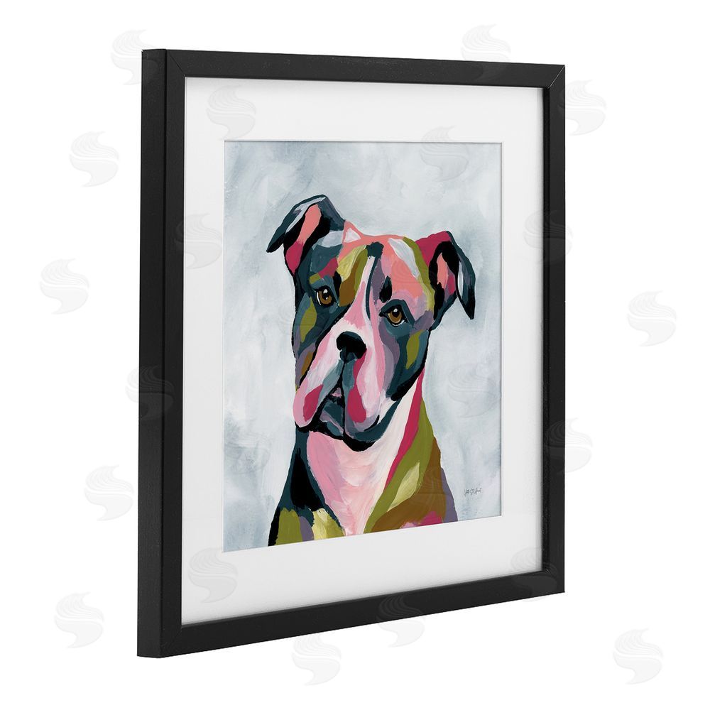 Yvette St. Amant Abstract Pitbull Portrait Black Framed Print Under Glass Wall Art