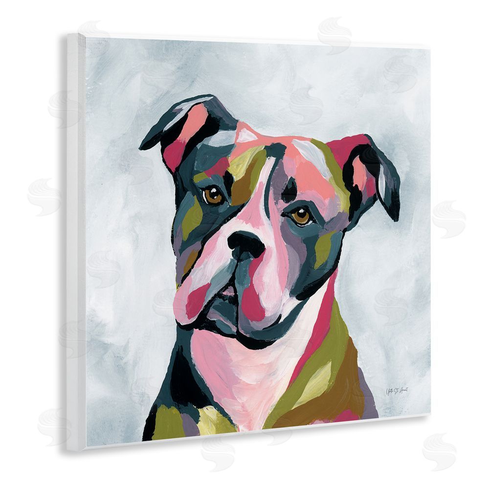 Yvette St. Amant Abstract Pitbull Portrait Wooden Wall Plaque Art Print