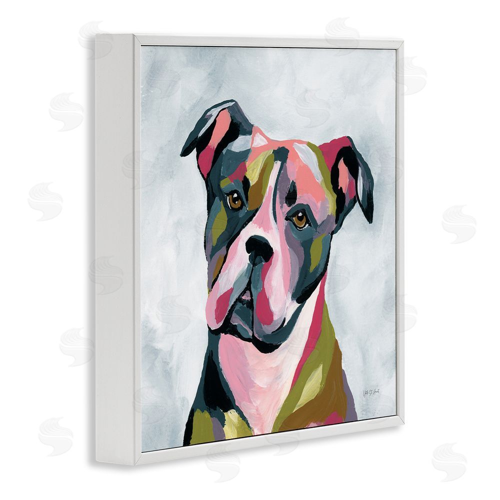 Yvette St. Amant Abstract Pitbull Portrait White Framed Giclee Wall Art Print