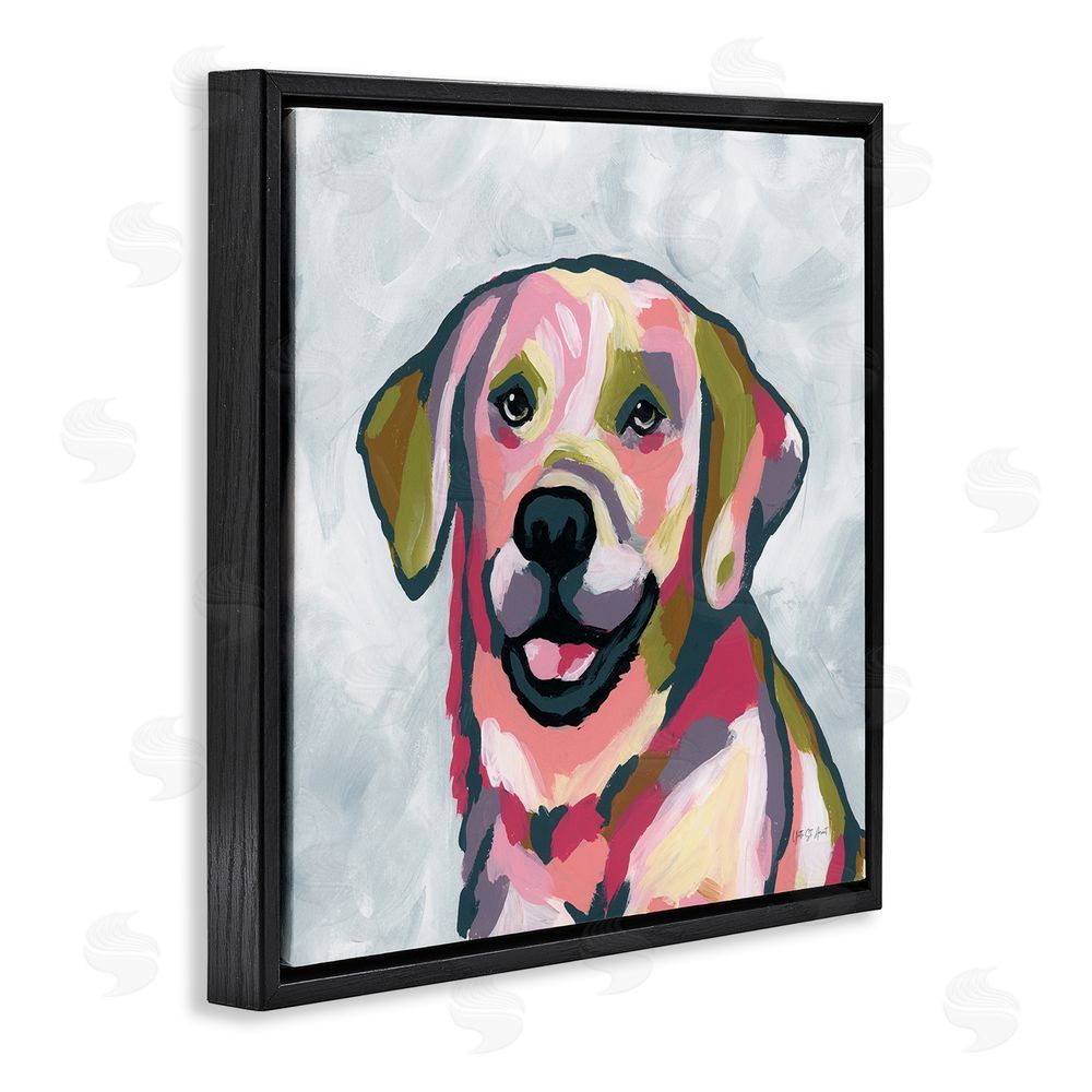 Yvette St. Amant Abstract Labrador Portrait Black Floating Frame Canvas Wall Art Print