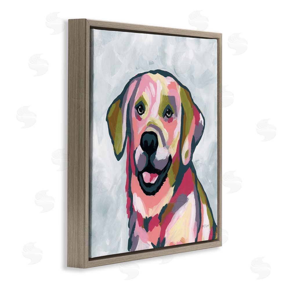 Yvette St. Amant Abstract Labrador Portrait Brown Floating Frame Canvas Wall Art Print