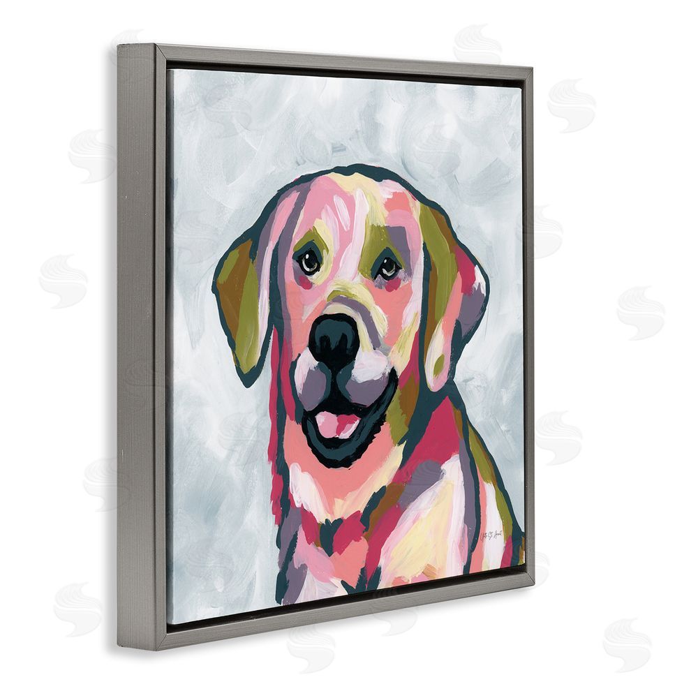 Yvette St. Amant Abstract Labrador Portrait Gray Floating Frame Canvas Wall Art Print