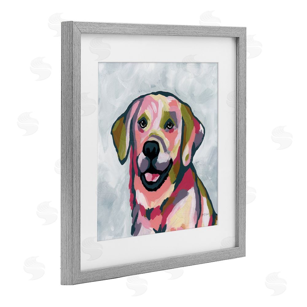 Yvette St. Amant Abstract Labrador Portrait Gray Framed Print Under Glass Wall Art