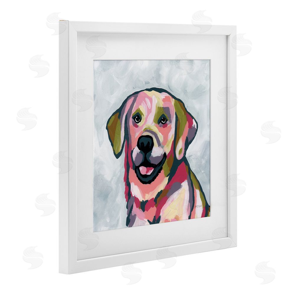 Yvette St. Amant Abstract Labrador Portrait White Framed Print Under Glass Wall Art
