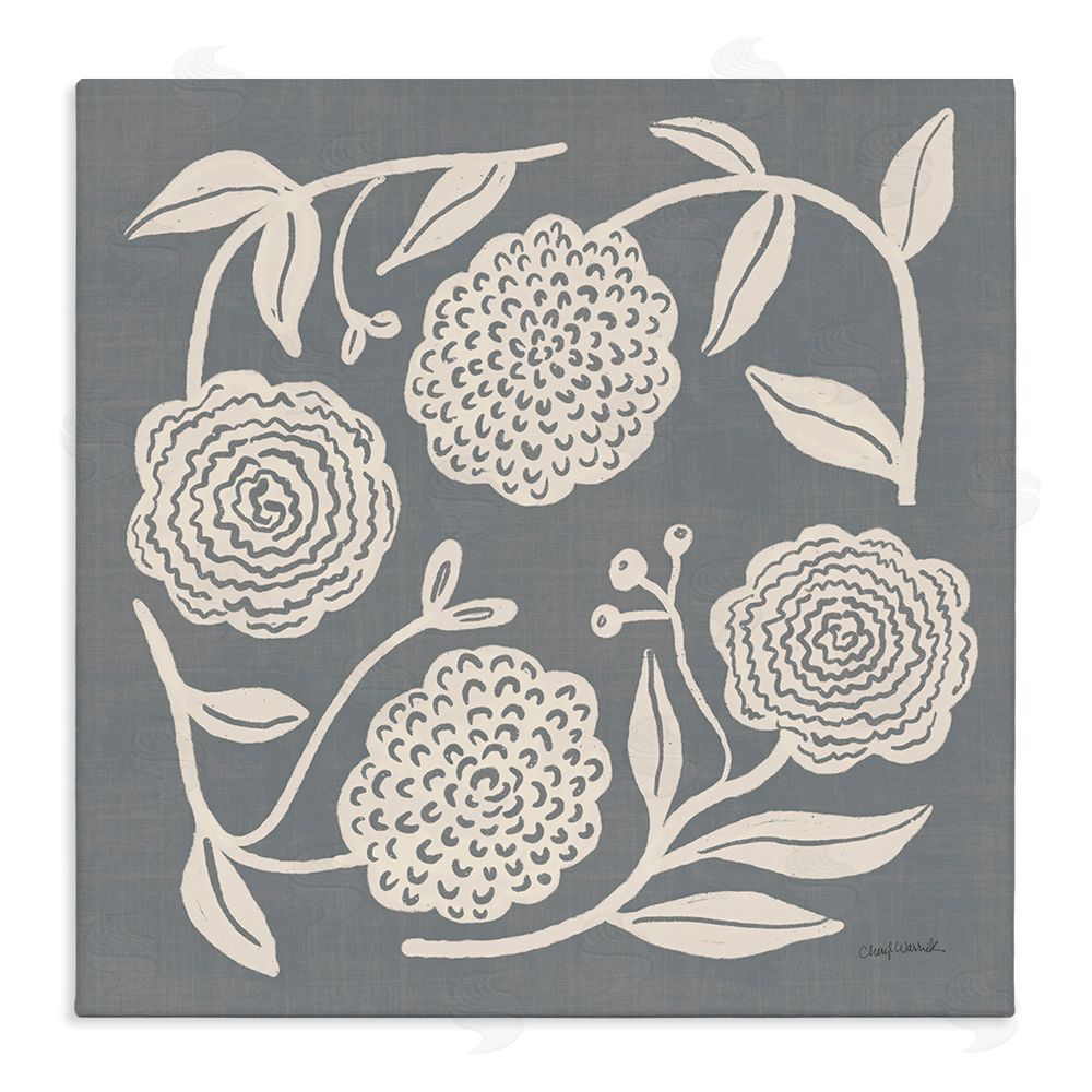 Cheryl Warrick Bloom Toss in Neutrals Stretched Canvas Wall Art Print