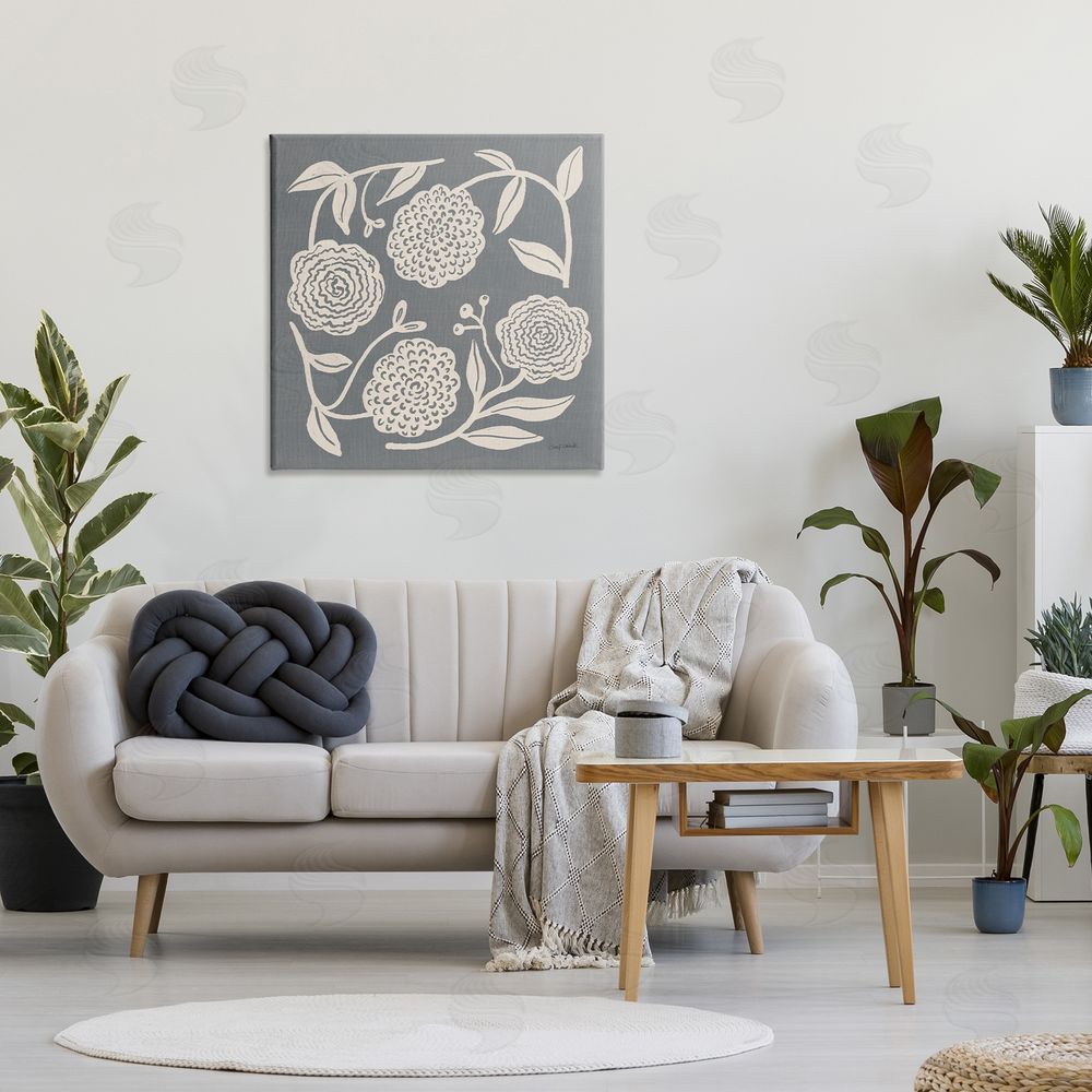 Cheryl Warrick Bloom Toss in Neutrals Stretched Canvas Wall Art in Room