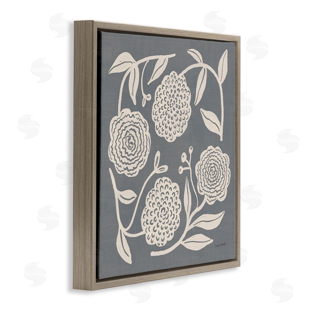 Cheryl Warrick Bloom Toss in Neutrals Brown Floating Frame Canvas Wall Art Print