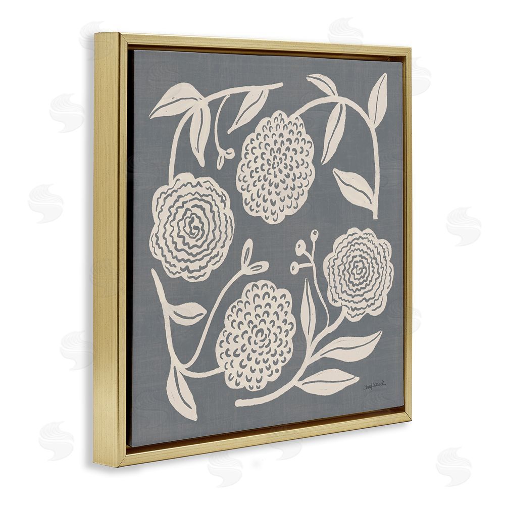 Cheryl Warrick Bloom Toss in Neutrals Gold Floating Frame Canvas Wall Art Print