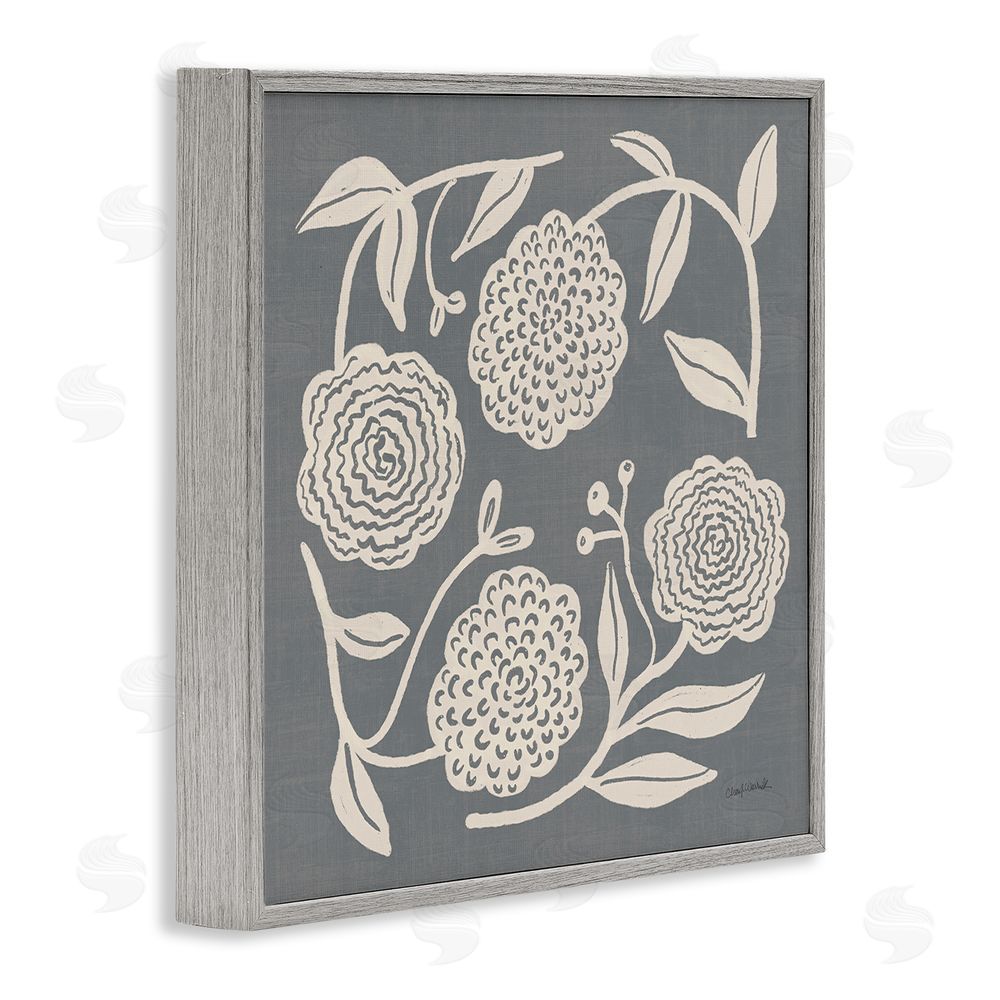 Cheryl Warrick Bloom Toss in Neutrals Gray Framed Giclee Wall Art Print