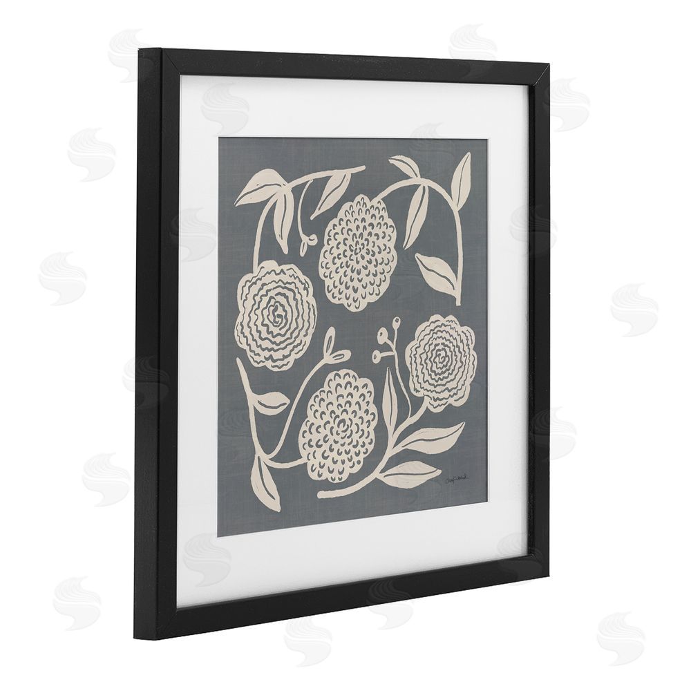Cheryl Warrick Bloom Toss in Neutrals Black Framed Print Under Glass Wall Art