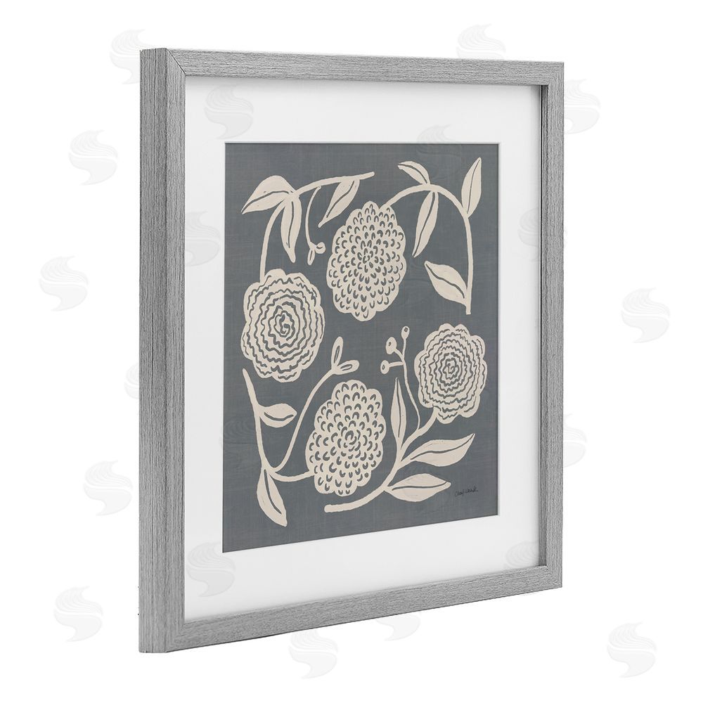 Cheryl Warrick Bloom Toss in Neutrals Gray Framed Print Under Glass Wall Art