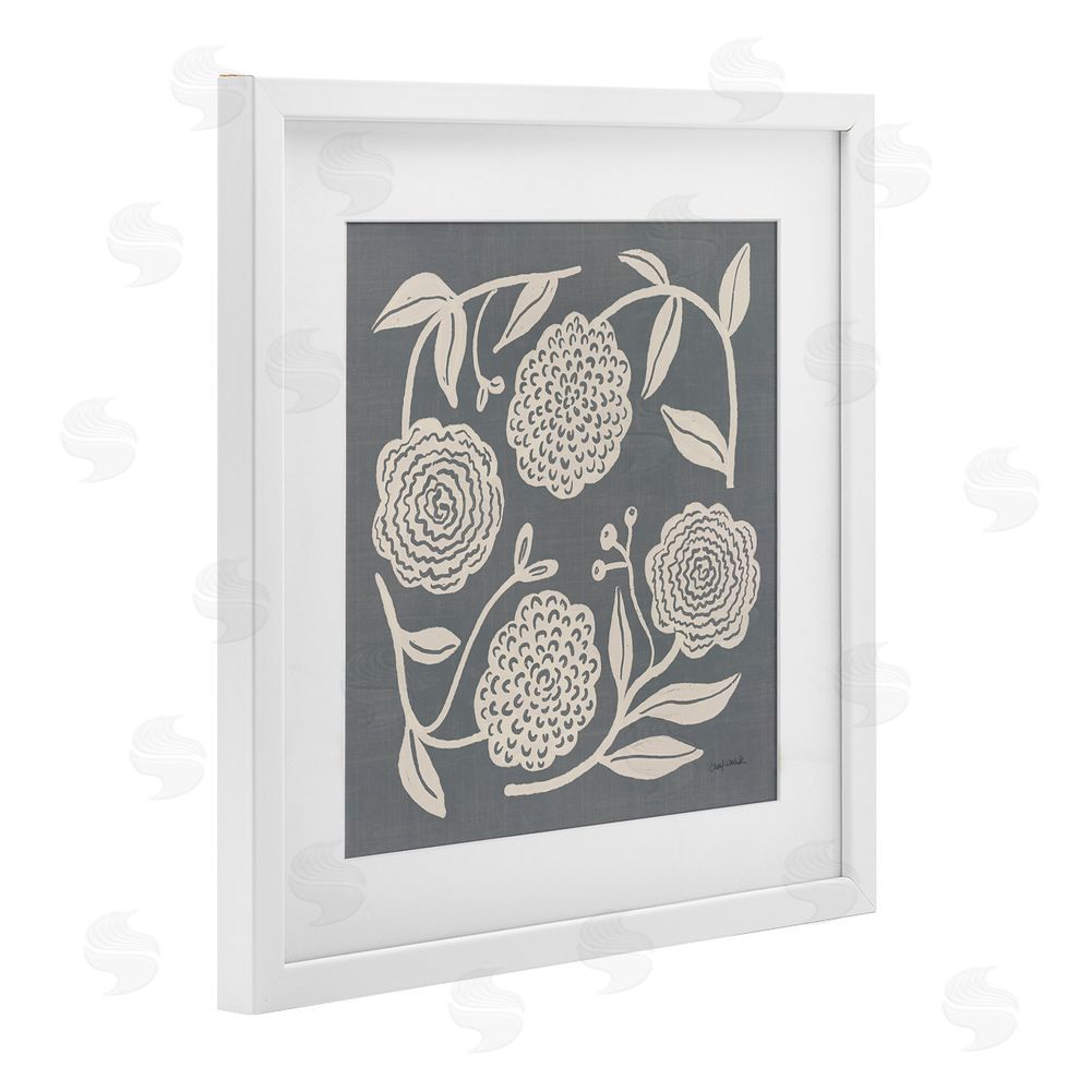 Cheryl Warrick Bloom Toss in Neutrals White Framed Print Under Glass Wall Art