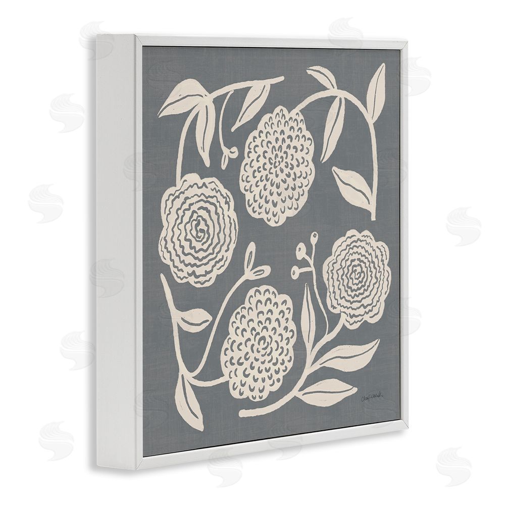 Cheryl Warrick Bloom Toss in Neutrals White Framed Giclee Wall Art Print