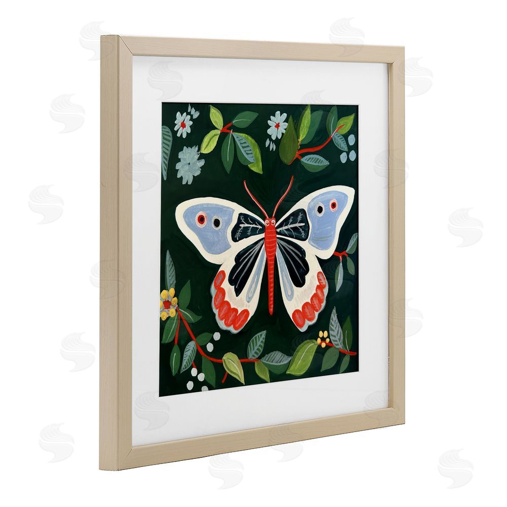 Morgan Birch Butterfly Among Vibrant Green Leaves Brown Framed Print Under Glass Wall Art
