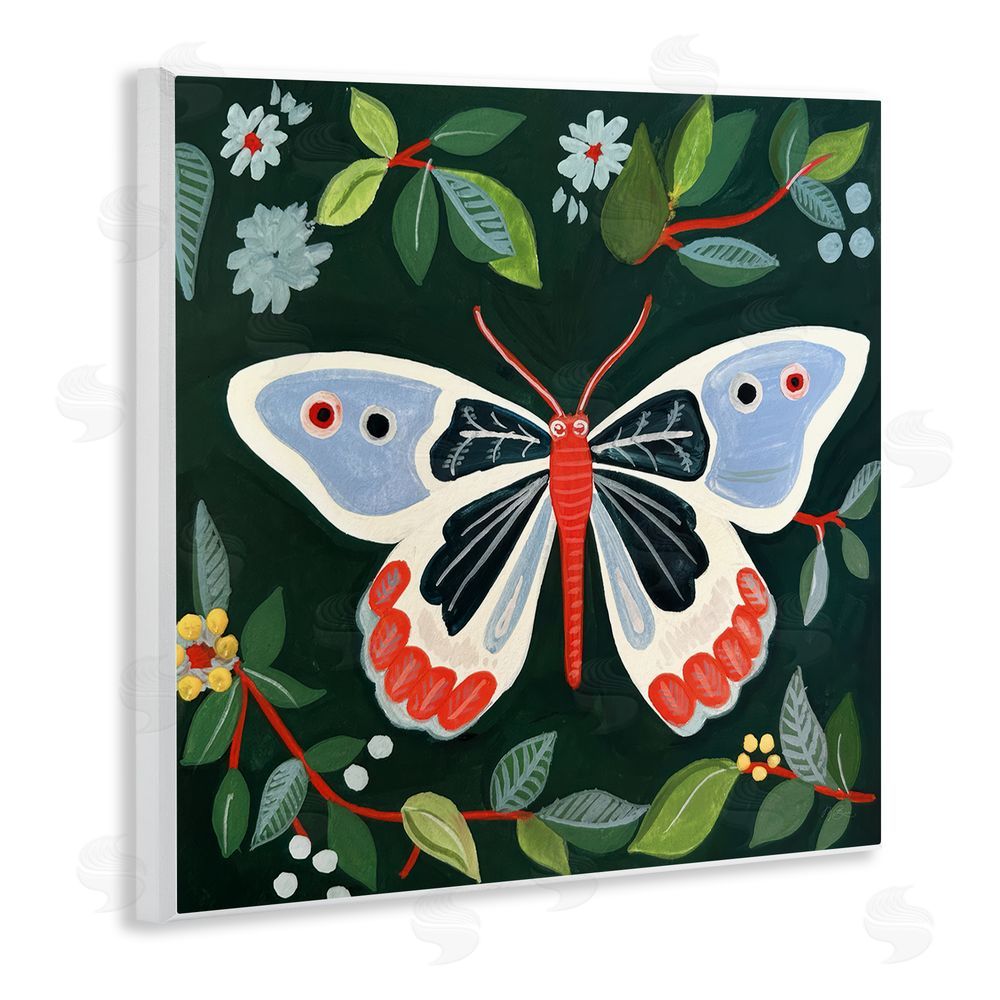 Morgan Birch Butterfly Among Vibrant Green Leaves Wooden Wall Plaque Art Print