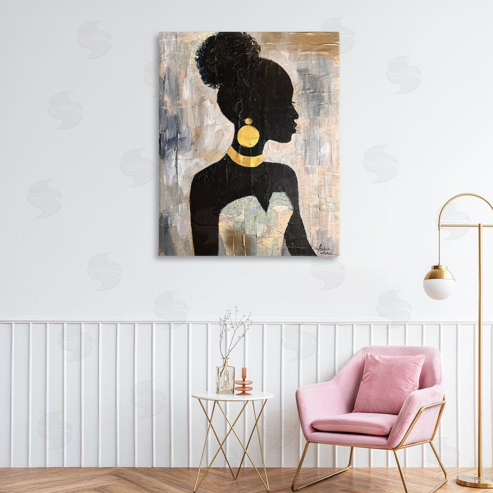 Lauren Luna Elegant Fashion Silhouette Stretched Canvas Wall Art in Room